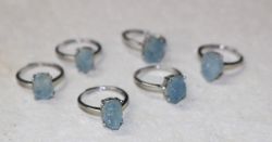 Aquamarin Kristall - Ring - Metall - verstellbar - 10 St�ck