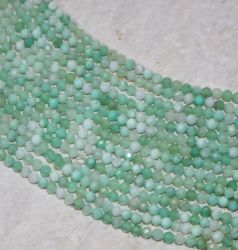 Chrysopras - Kugel - facettiert - 3mm - Kettenstrang