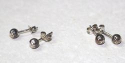 Sterlingsilber - Kugel - 5mm - Ohrstecker - Silber - 2 Paar