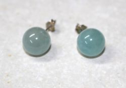 Aquamarin - Kugel - 10mm - Ohrstecker - Silber - 1 Paar