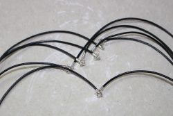 Lederkette - schwarz - 1,5mm - 40cm - Silber - 5 St�ck