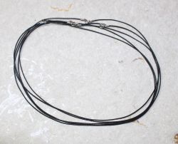 Kette aus textiler Kordel - schwarz - 1mm - 45cm - Silber - 5 St
