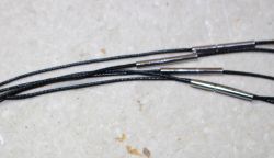 Kette aus textiler Kordel - schwarz - 1mm - 45cm - metall - 5 St