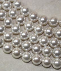 MuschelkernPerle - Rund - weiss - 8mm - Kettenstrang