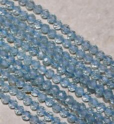 Topas blau - Kugel - facettiert - 3mm - Kettenstrang