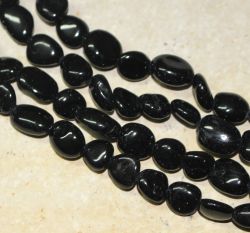 Turmalin schwarz - Barock - 6-8mm - Kettenstrang