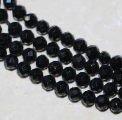 Turmalin schwarz - Kugel - facettiert - 3mm - Kettenstrang
