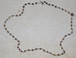 Turmalin - Rondelle fac. - 3mm - Silber Kette - 42cm - 1 St.