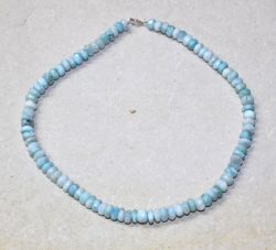 Larimar - Rondelle fac. - 8-10mm - 45cm - Edelstein Kette - 1 St
