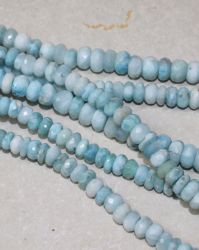 Larimar - Rondelle fac. - 8-10mm - 45cm - Edelstein Kette - 1 St