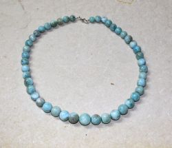 Larimar - Kugel - 8-12mm - 45cm - Edelstein Kette - 1 St.