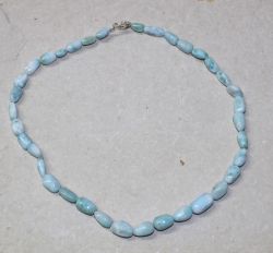 Larimar - Barock - 6-9mm - 45cm - Edelstein Kette - 1 St.