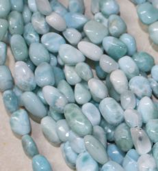 Larimar - Barock - 6-9mm - 45cm - Edelstein Kette - 1 St.