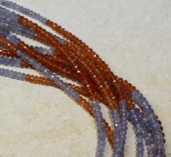 Granat - Tansanit - Rondelle fac. - 3-5mm - 45cm - Kette - 1 St.