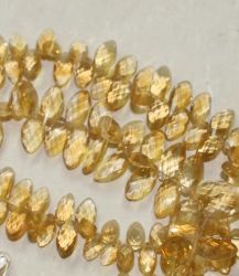 Citrin - Tropfen fac. - 6-14 mm - 45cm - Edelstein Kette - 1 St.