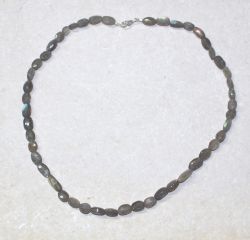 Labradorit - Oval fac. - 5-6mm - 45cm - Kette - 1 St.