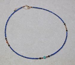 Lapis - Edelstein Mix - Kugel  fac. - 2-4mm - Kette - 1 St.