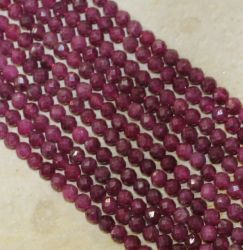 Rubin - Kugel - facettiert - 3,5mm - Kettenstrang