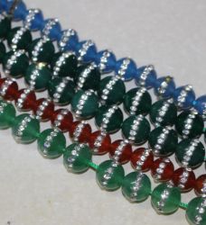 Achat - Zirkonia - Kugel - 8-10mm -Kettenstrang - 5 St. AKTION