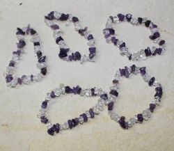 Amethyst - Bergkristall - Splitter - Armband Elastik - 5 St�ck