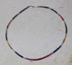 Saphir multicolor  - Rondelle fac. - 3-4mm - 45cm - Kette - 1 St
