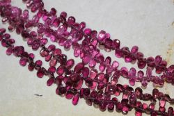Turmalin pink - Tropfen fac. - 6-8mm - Kettenstrang kurz