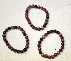 Rodonit - Kugel - 8mm - Armband Elastik - 3 St�ck