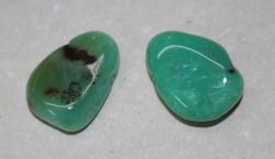 Chrysopras - Trommelsteine gebohrt - Anh�nger - 2 St�ck