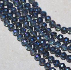 Bergkristall - Aqua Aura - Kugel facettiert - 4mm - Kettenstrang