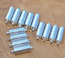 Schlie�e Magnet - Metall rhodiniert - Zylinder - 13 St�ck