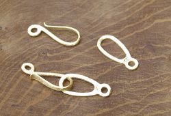 S-Haken - Silber - vergoldet - geb�rstet - 28mm - 2 St�ck
