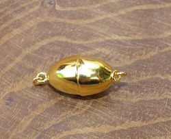 Schlie�e Magnet - Sterling Silber vergoldet - Olive - 10mm - 3 S