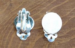 Ohrclips - Sterling Silber - 14 mm - Platte zum Kleben - 5 Paar