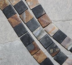 Picasso Jaspis - Quadrat - matt -  14x14mm - Kettenstrang
