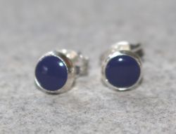 Lapis - Rund - Cabochon - 5-6mm - Silber - Ohrstecker
