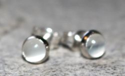 Mondstein- Rund - Cabochon - 5-6mm - Silber - Ohrstecker