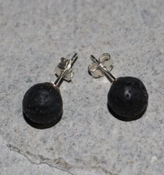 Lava - Kugel - 8mm - Ohrstecker - Silber - 10 Paar- SONDERPREIS