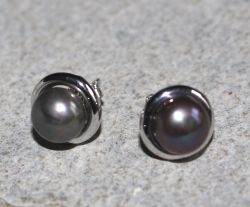 S�sswasserperle - 10mm - Ohrstecker - Silber - 4 Paar