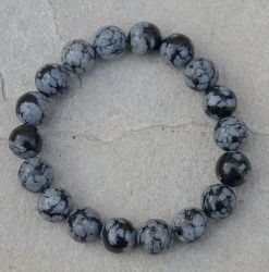 Schneeflockenobsidian - Kugel - 10mm - Armband Elastik