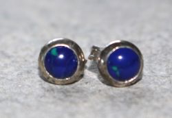 Azurit-Malachit - Rund - Cabochon - 5-6mm - Silber - Ohrstecker