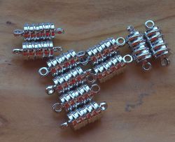 Schlie�e Magnet - Metall rhodiniert - Zylinder - 10 St�ck