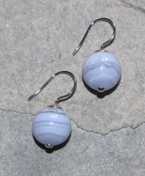 Chalcedon - Kugel - 14mm - Ohrringe - Silber - 1 Paar