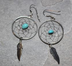 T�rkis - Traumf�nger - Indianer - Silber - Ohrringe - 2 Paar