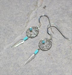 T�rkis - Traumf�nger - Indianer - Silber - Ohrringe - 2 Paar