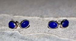 Lapis - Oval - Cabochon - 8mm - Silber - Ohrstecker - 1 Paar