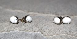 Magnesit - Oval - Cabochon - 8mm - Silber - Ohrstecker - 1 Paar