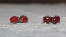 Karneol - Oval - Cabochon - 8mm - Silber - Ohrstecker - 1 Paar