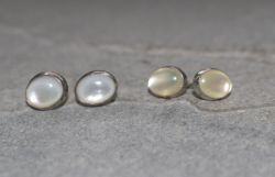 Perlmutt - Oval - Cabochon - 8mm - Silber - Ohrstecker - 1 Paar
