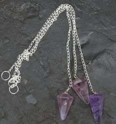 Amethyst - Pendel mit Kette - 30-35mm - 3 St�ck