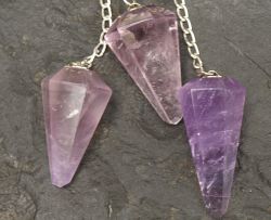 Amethyst - Pendel mit Kette - 30-35mm - 3 St�ck